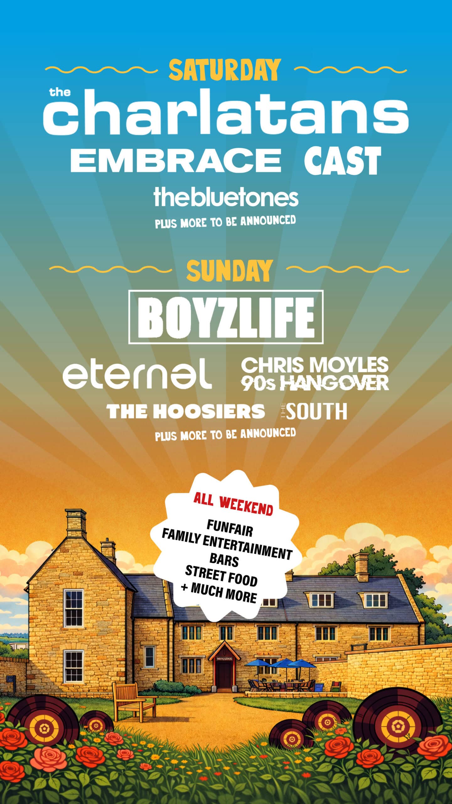 Festival poster featuring live music and entertainment line-up.