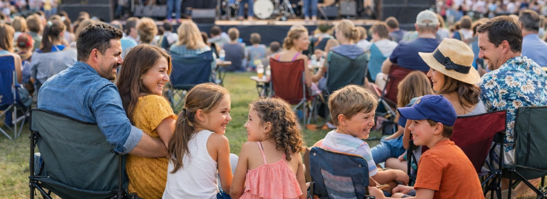 People of all ages relaxing at RoseShire Festival event.